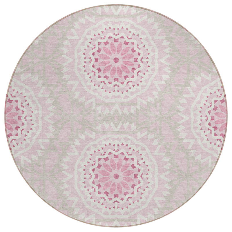 Tapis intérieur / extérieur en polyester tissé à la machine Kawon, Rond 8 pi