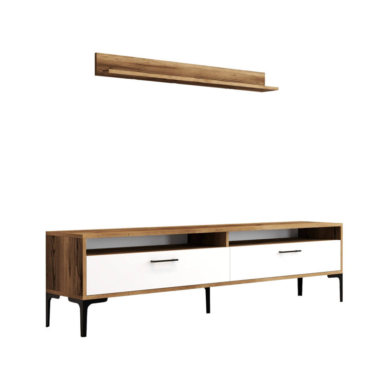 Deise Unfinished TV Stand for TVs up to 48", Walnut/White