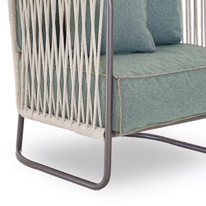 Carmaine Outdoor Lounge Chair, Green, Black/Beige