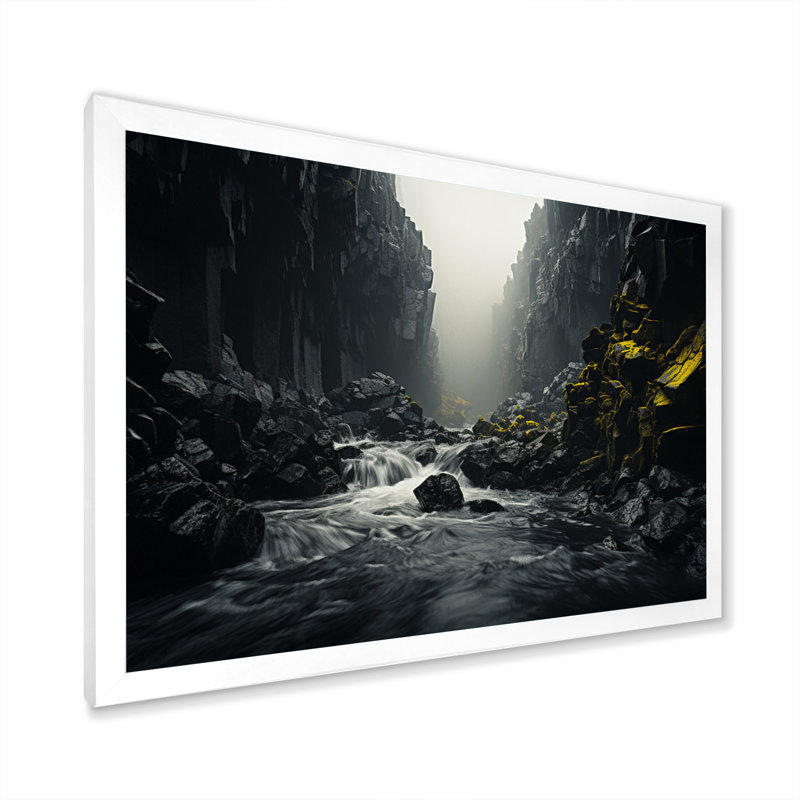 Chute d'eau dynamique - impressions sur toile, H 16 po x l 32 po x P 1 po, Cadre simple blanc