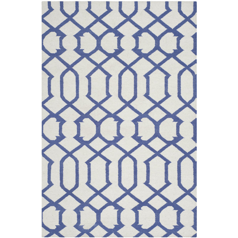 Vaughan Geometric Wool Hand Woven Area Rug, Rectangle 122 x 183 cm