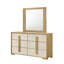 Ensemble de chambre à coucher grand lit 5 pièces en chêne clair et ivoire avec tête de lit à DEL, commode, miroir, commode et table de chevet-1128610325