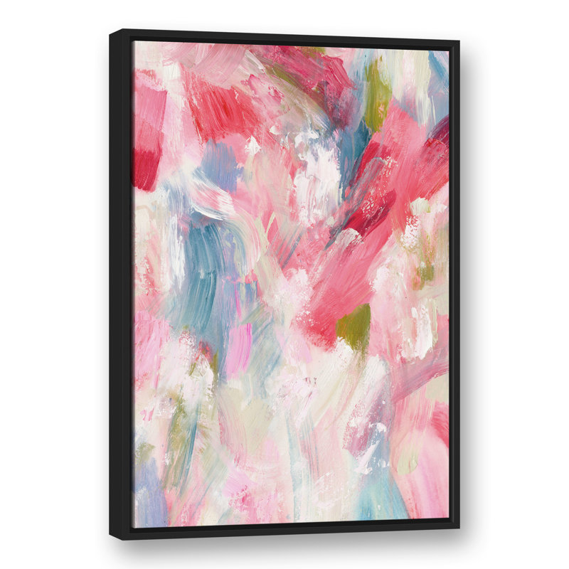 Bright Bold Blotches Floating Framed Canvas, 37.75" H x 25.75" W x 1.75" D, Black Floater Framed