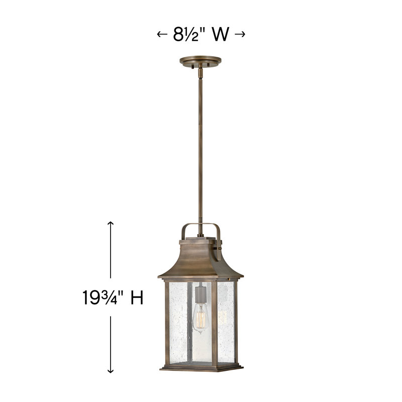 Grant 1 -Bulb 19.75" H Outdoor Hanging Lantern, Bronze