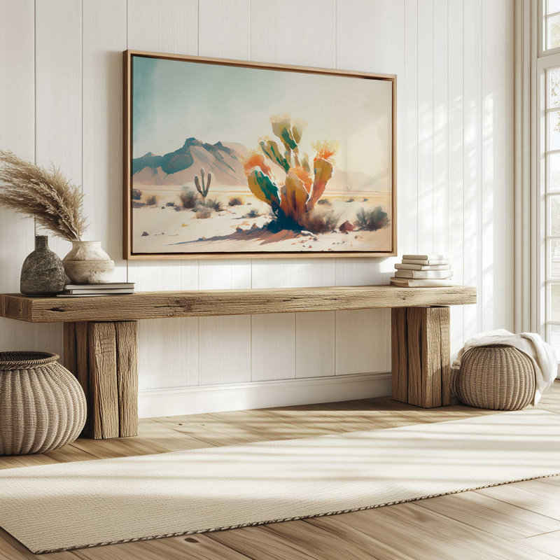 Vivid Desert Tranquillity Canvas Print in a Black Frame, 12" x 18", Cadre américain en érable flottant