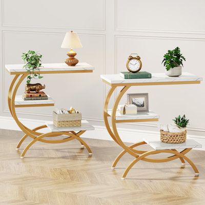 Ensemble de tables de bout en C à 3 niveaux, 2 pièces