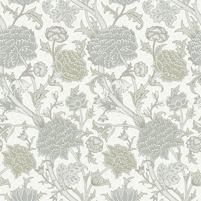 Cray Floral Wallpaper Roll, Light Green