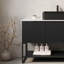 Armoire autoportante sans lavabo 48 po TULIO, avec comptoir en pierre frittée blanc de Carrare, 3 tiroirs et tablette ouverte, sans lavabo, noir