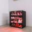 Armoire à chaussures noire à 4 couches avec porte en verre, DEL et contrôle, tablettes réglables pour espace de vie moderne et espace, 3 à 4 espaces