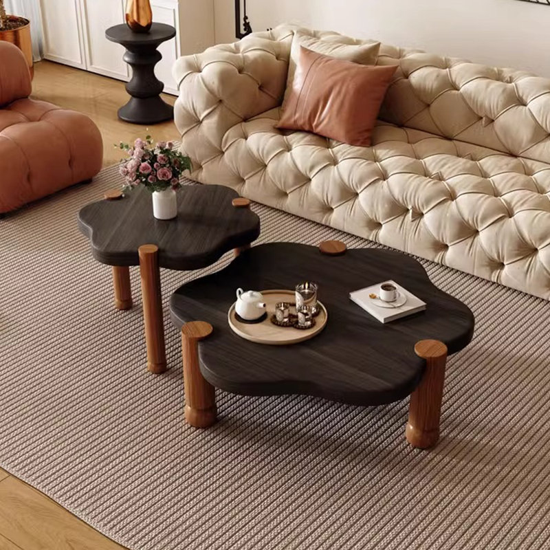 Table basse vintage en bois massif wabi-Sabi