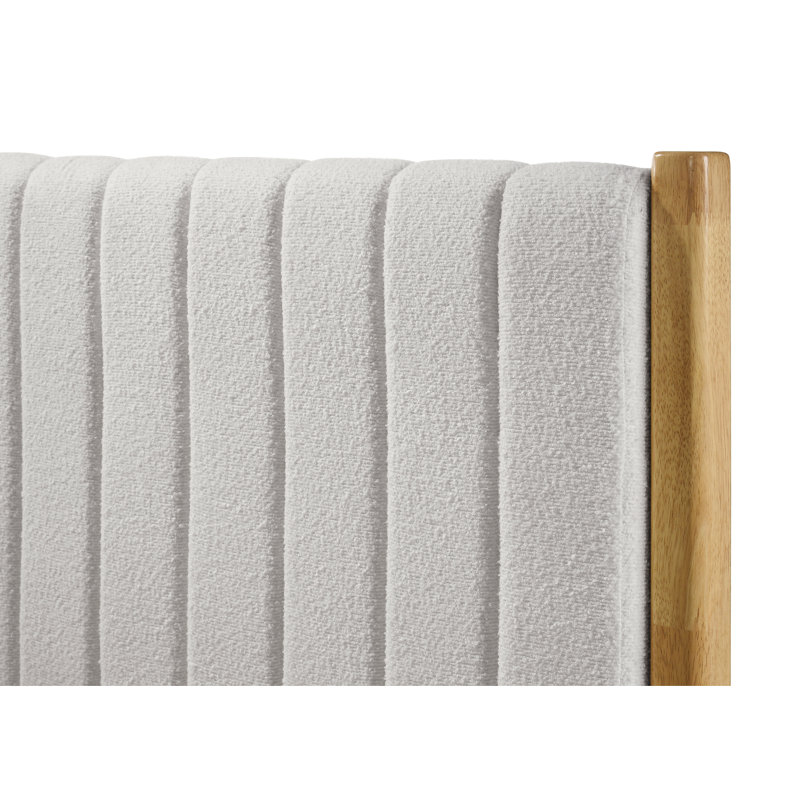 Base de lit tapissier Eliza, Naturel, bouclé blanc crème