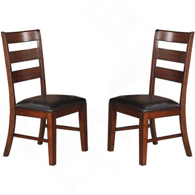 Solid Wood Set Of 2Pc Chairs Dining Chair Ladder Back Cushion Seats