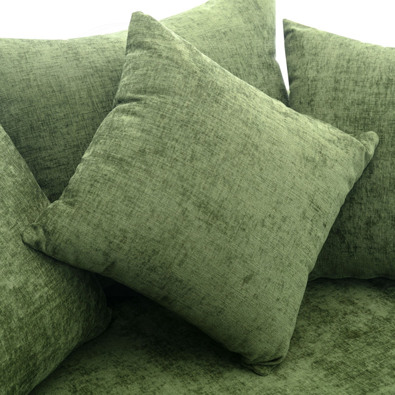 Fauteuil demi-tonneau pivotant avec repose-pieds et coussins de rangement, Chenille verte