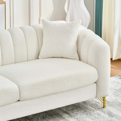 Luxury Chenille Loveseat Sofa with Gold Metal Legs, Perfect for Modern and Cozy Living Spaces