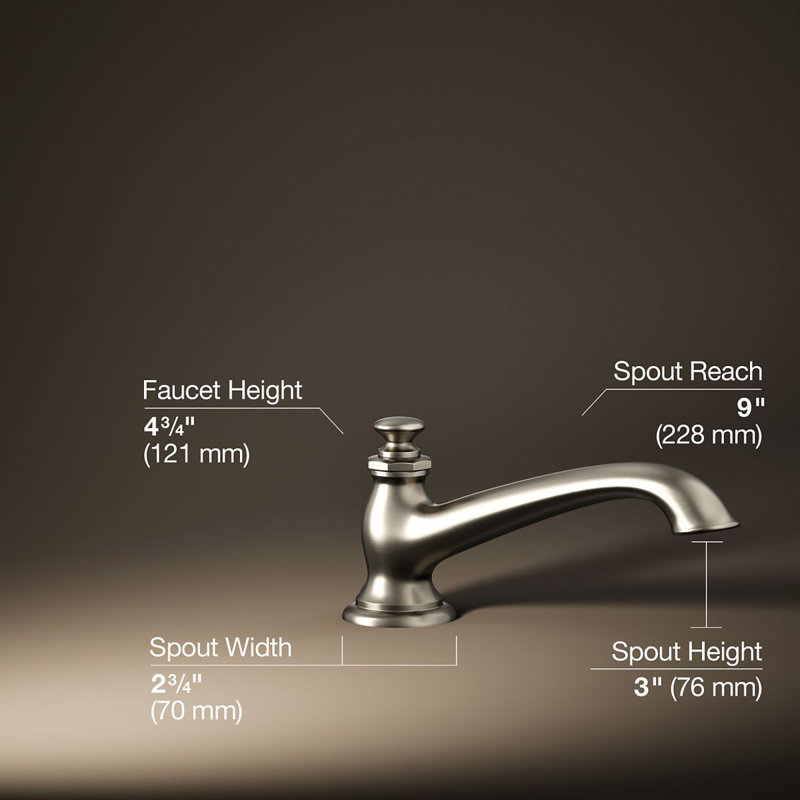 Artifacts Deck Mounted Roman Tub Faucet with Flare Design, Vibrant Brushed Nickel