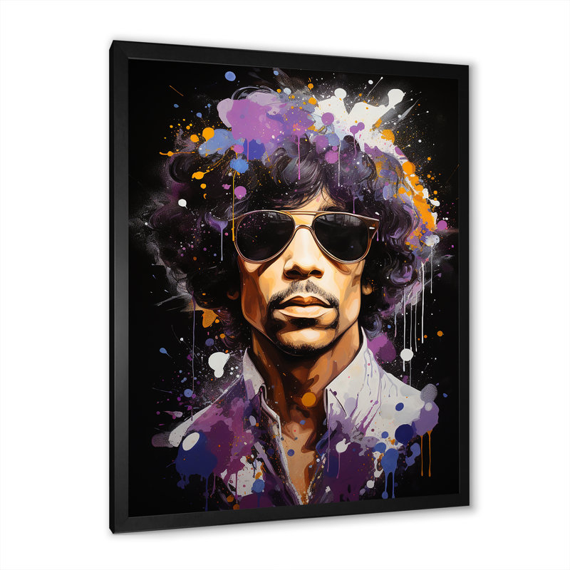 Popart Prince Portrait - Pop Art, art mural, Cadre photo noir simple, H 32 po x l 16 po x P 1 po