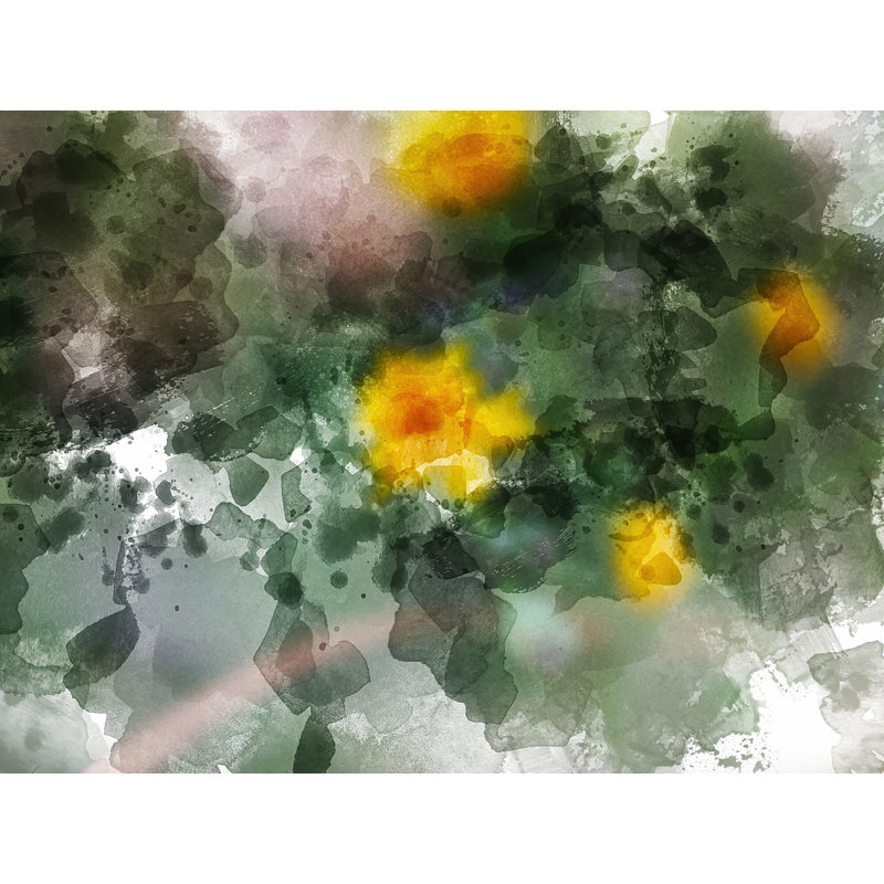 Abstrait 3937 par Chamira Young - Peinture, Papier avec cadre noir, H 17,25 po x l 21,25 po
