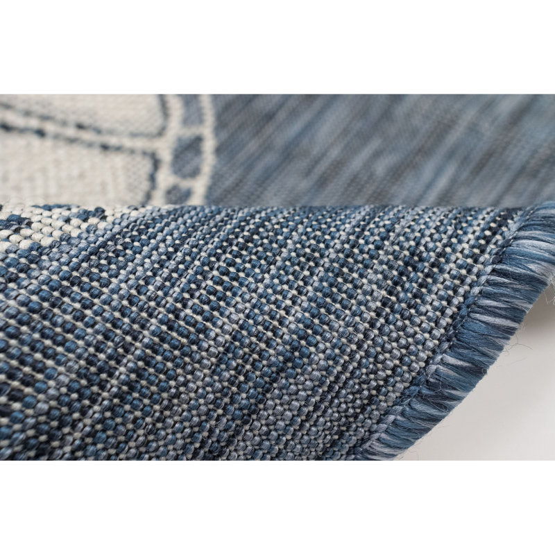 Tapis intérieur / extérieur bleu marine Saldanha, Rond 7 pi 10 po