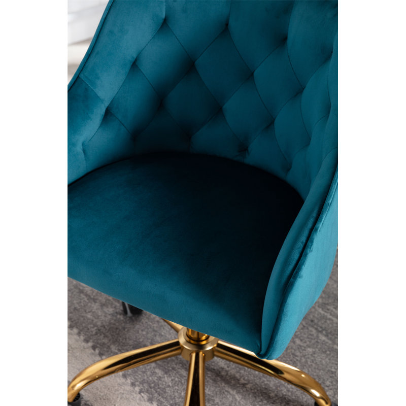Deeanna Velvet Office Chair, Teal