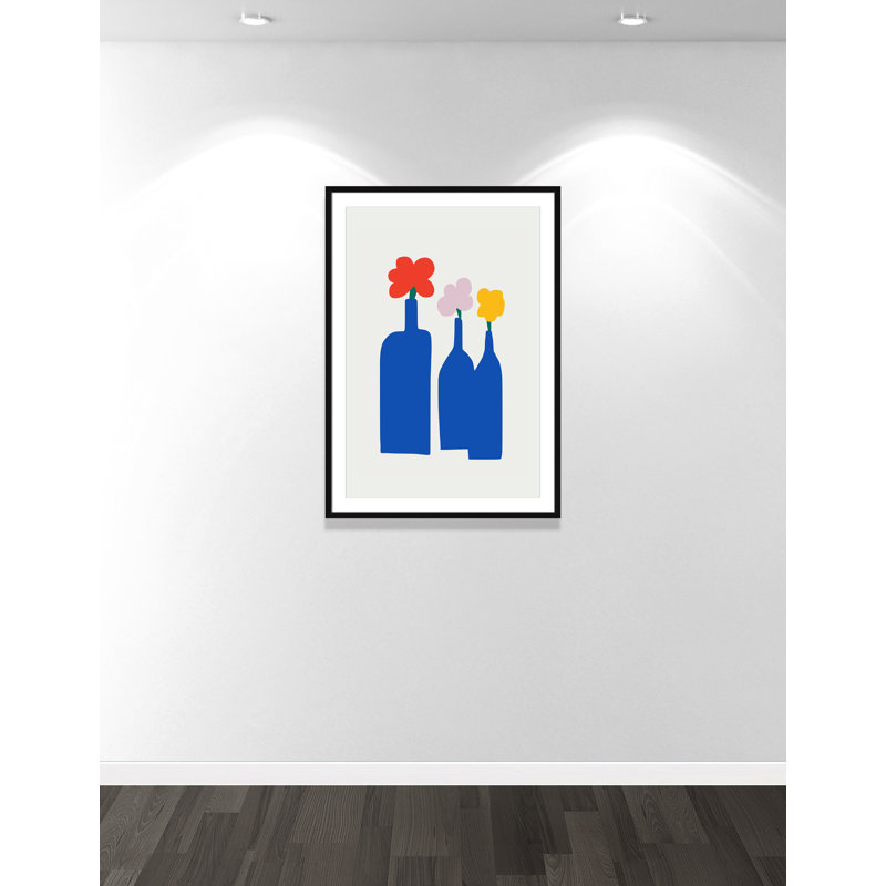«Bold Blooms Trio Print» par Dean, L 29,5 po x H 41,5 po, Matted Print, Noir satiné
