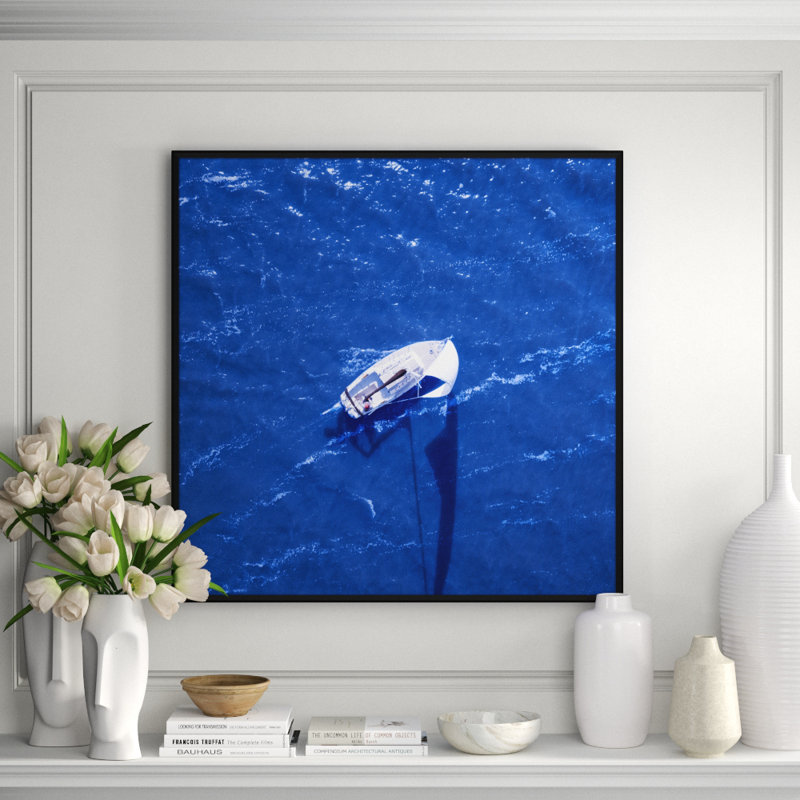 Centered Sailboat In The Deep Blue Giclee Print by Soicher Marin Archives, Black
