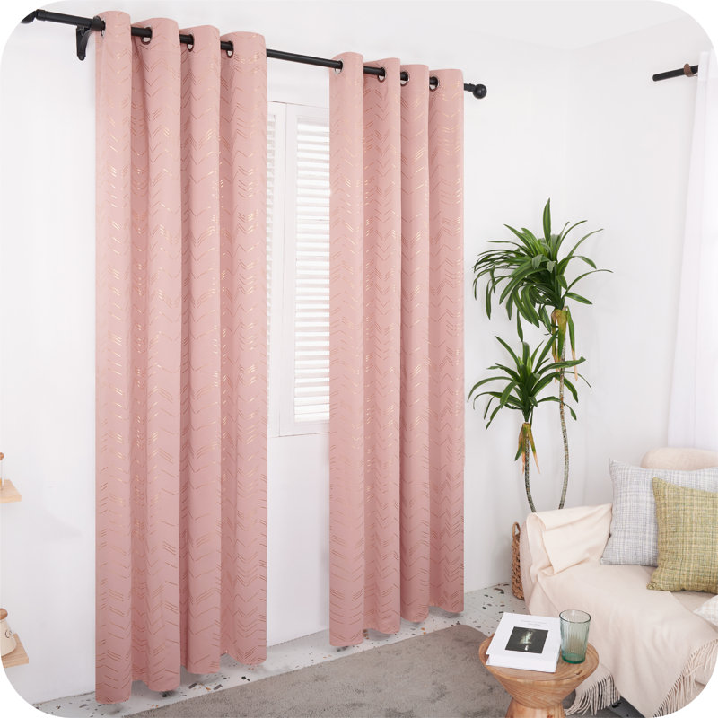 Abrahamsen Blackout Curtain Pair, Coral Pink, 46cm Width x 138cm Drop