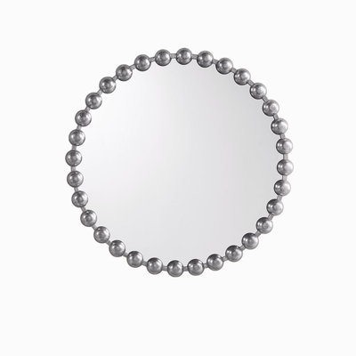 Metal Room Wall Mirror with Beaded Detailing