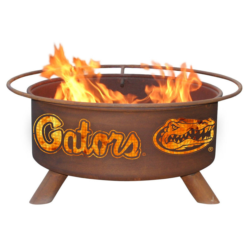 Collegiate Series 16" H x 30" W Steel Outdoor Fire Pit with Lid, Florida