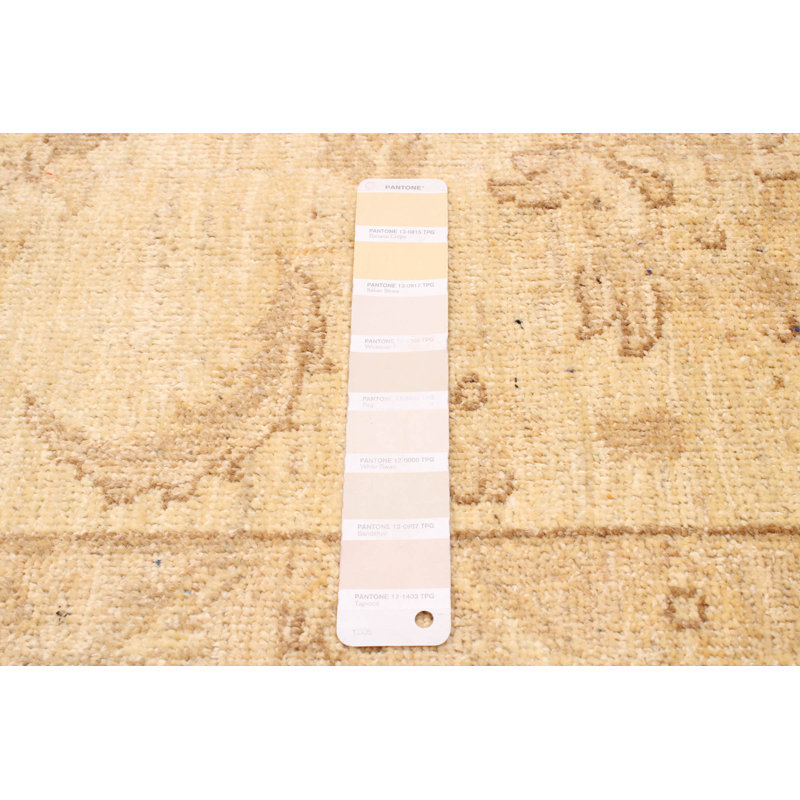 Tapis beige en laine noué à la main de conception unique 9 pi x 11 pi 8 po Chobi Finest