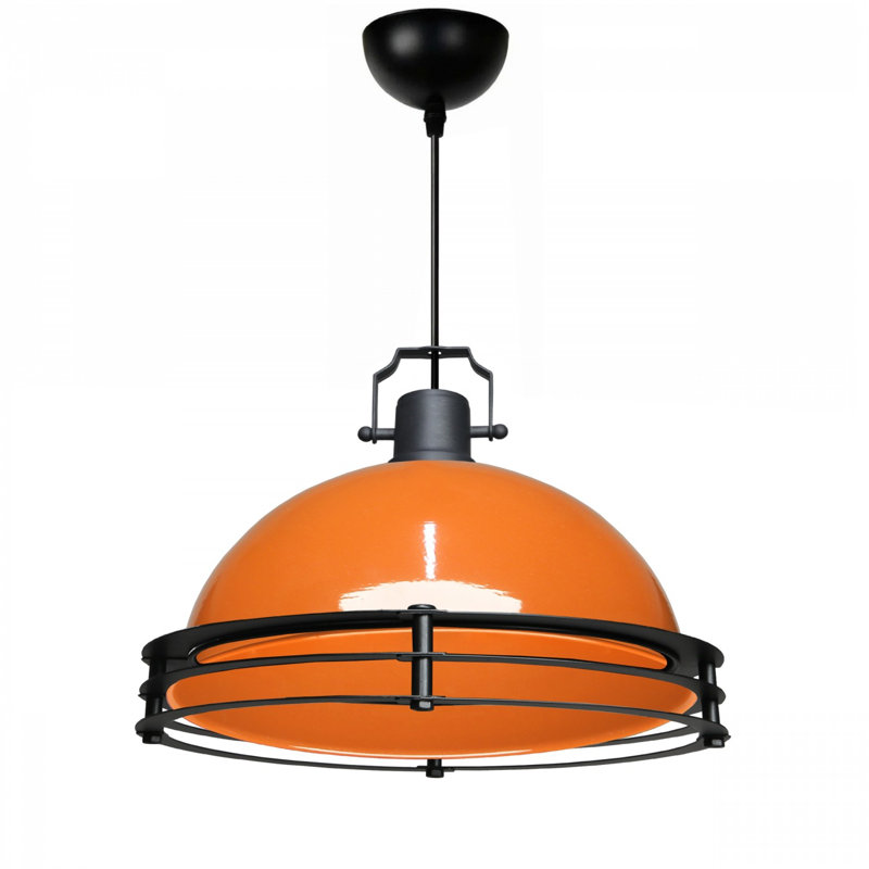 Élégant lustre en métal orange, 11,8 po de diamètre x 6,3 po de hauteur | Fabrication 100% métal, hauteur totale de 39,4 po | 1 x douille E27 (40 W maximum) | Parfait pour la salle à manger, le salon et la décoration moderne