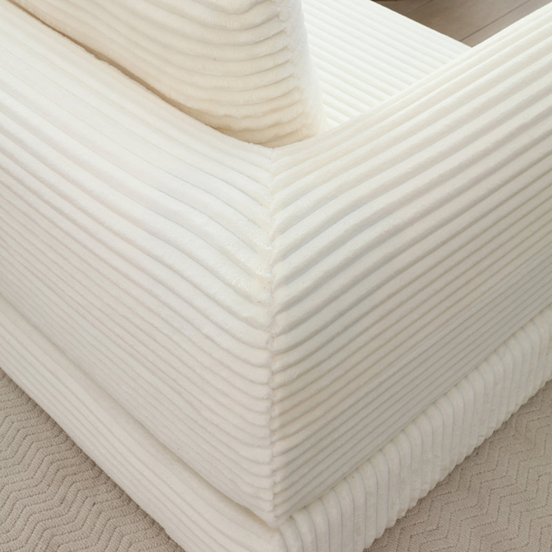 Canapé futon rembourré désossé, Velours côtelé beige