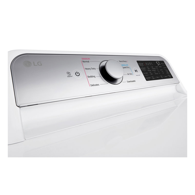 LG 7.3 cu. ft. Ultra Large Capacity Smart Wi-Fi Enabled Rear Control Electric Dryer with Easyload Door, White
