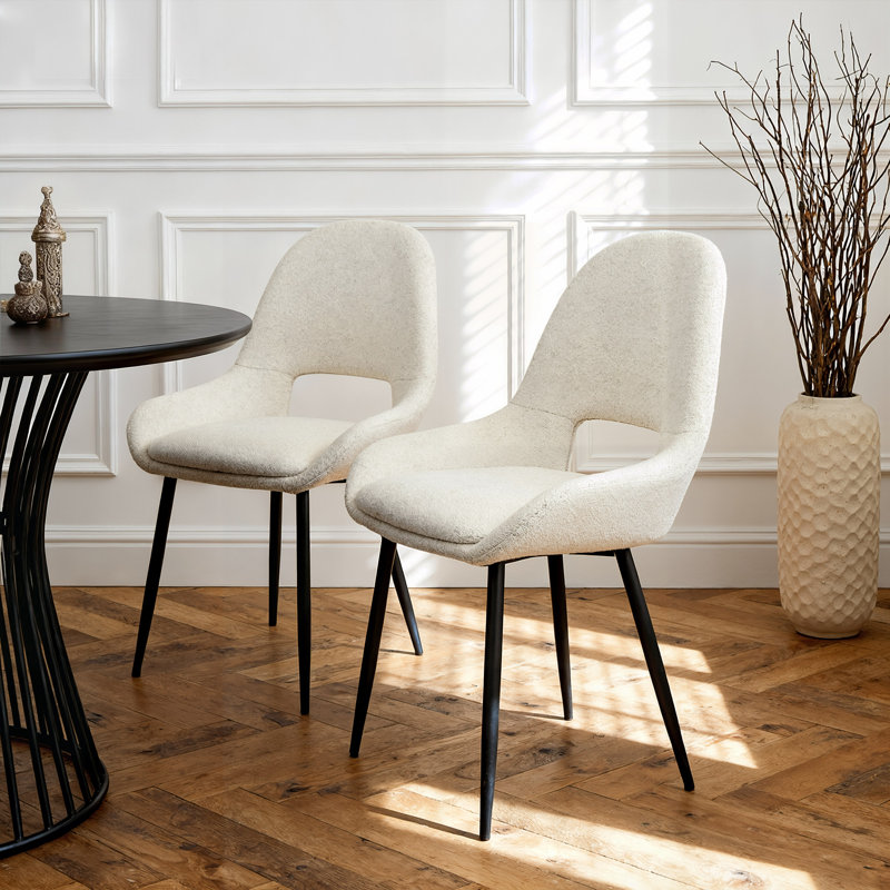 49cm H Upholstered Metal Upholstered Back Accent, Cream