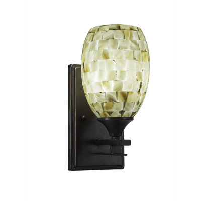 Uptowne Wall Sconce Shown In Dark Granite Finish With 5” Glaze Seashell Glass