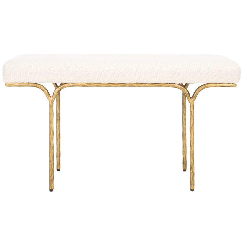 Poviones Boucle Upholstered Bench, Brass, 20" H x 36" W x 16" D