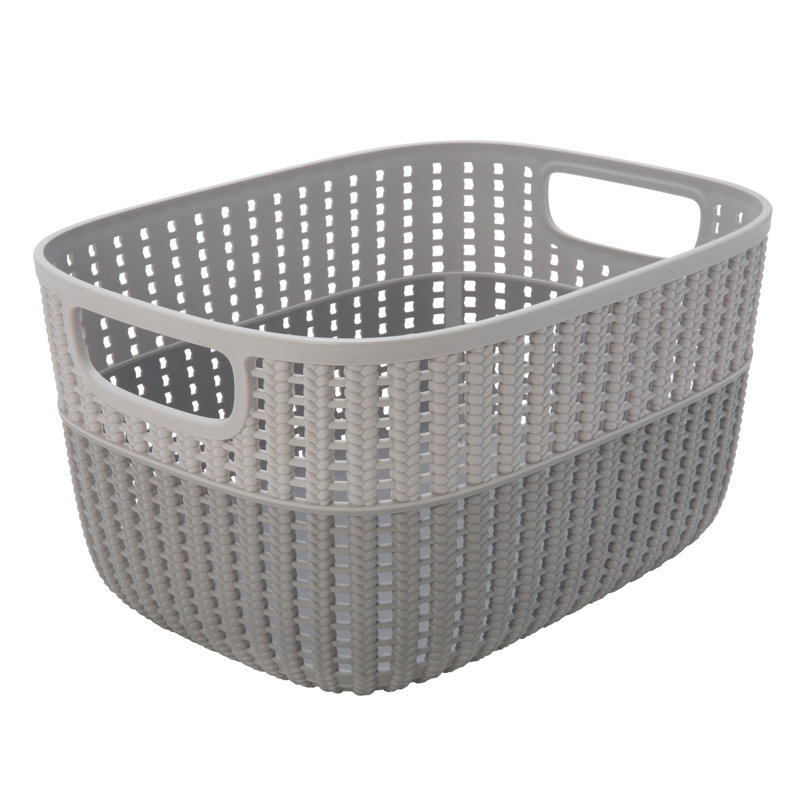 Panier décoratif en plastique, Gris, H 6,7 po x l 11,8 po x P 11 po, 1