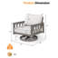 Ensemble de 2 fauteuils pivotants d'extérieur avec structure en aluminium et coussins d'assise profonds, chaises longues pour terrasse, jardin et balcon, chêne blanchi
