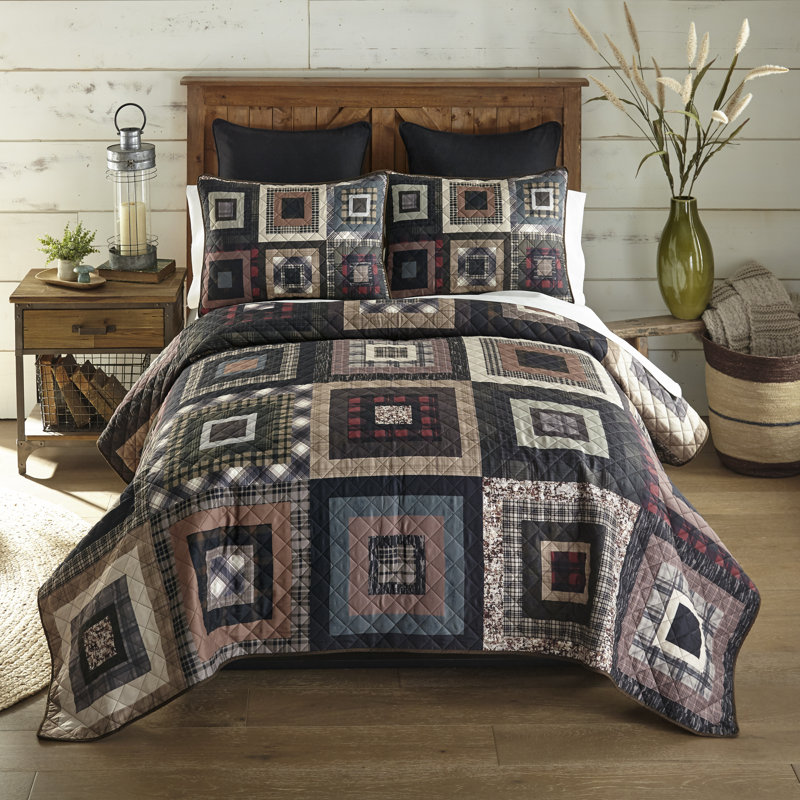 Donna Sharp Lodge Square 3PC Rustic King Quilt Set, King Set