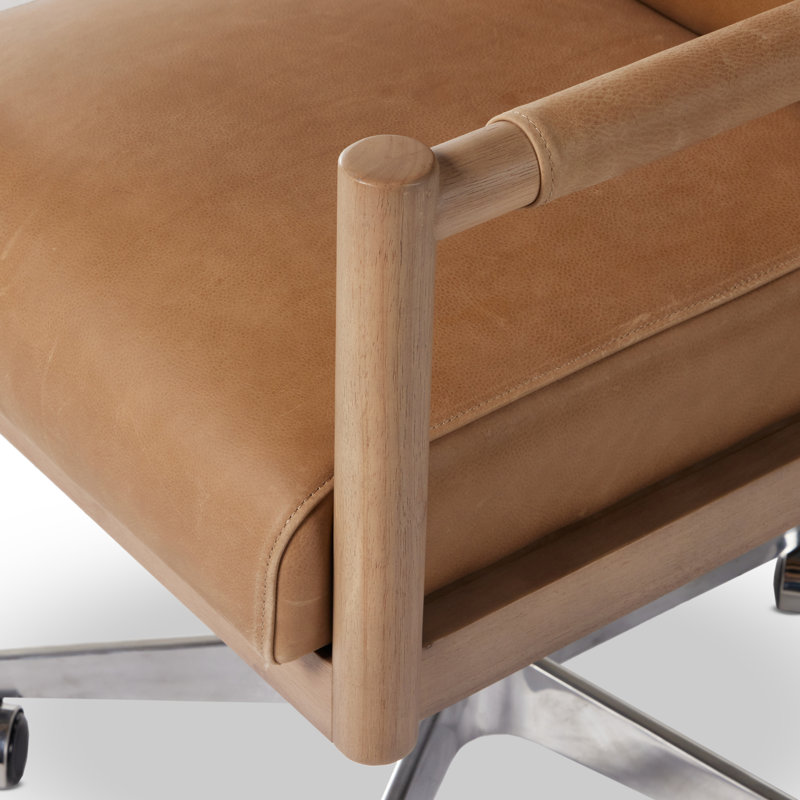 Kiano Leather Task Chair, Light Brown Genuine Leather