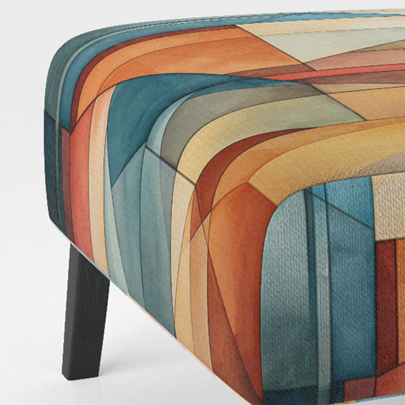 Cubism Experiment With Minimalist I - Upholstered Modern Slipper Chair, Teal Accent Chair