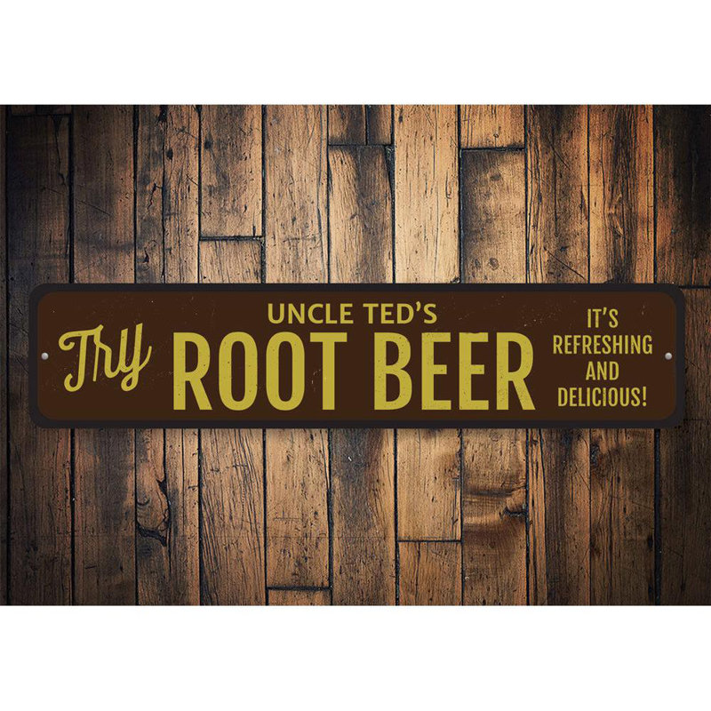 Enseigne en aluminium Root Beer, H 6 po x l 24 po x P 0,06 po