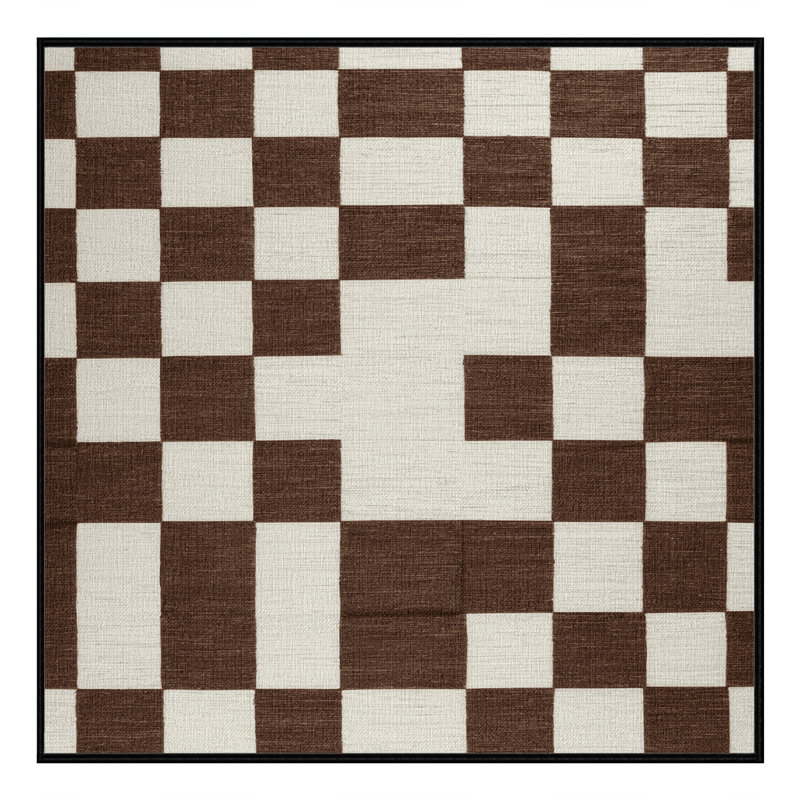 Tapis botanique brun lavable à la machine, Carré 4 pi