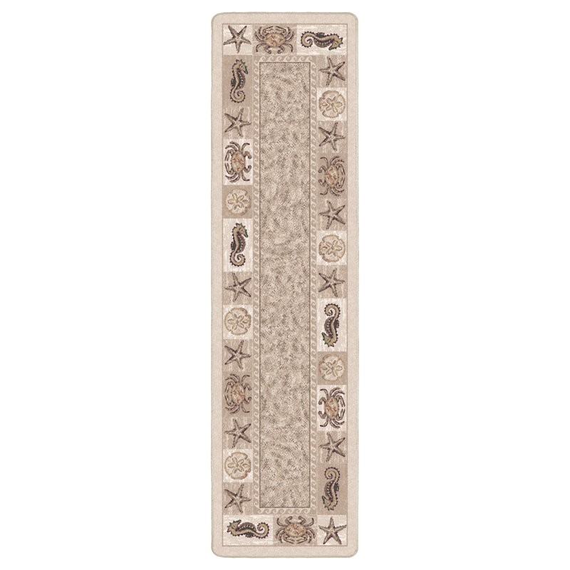 Tapis de plage Lockridge Sea Life, Tapis de couloir 2 pi 1 po x 7 pi 8 po