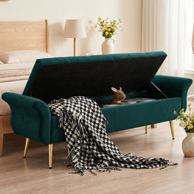 Banc de rangement avec repose-pieds et banc de rangement de 63 po de longueur