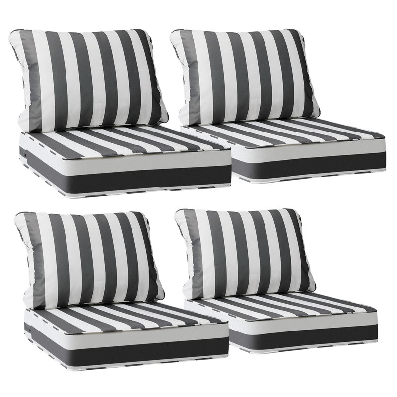 24" x 24" x 5" Outdoor Deep Seat Cushion, Waterproof, High Resilience Foam, Patio Furniture Replacement, Set of 4, 4