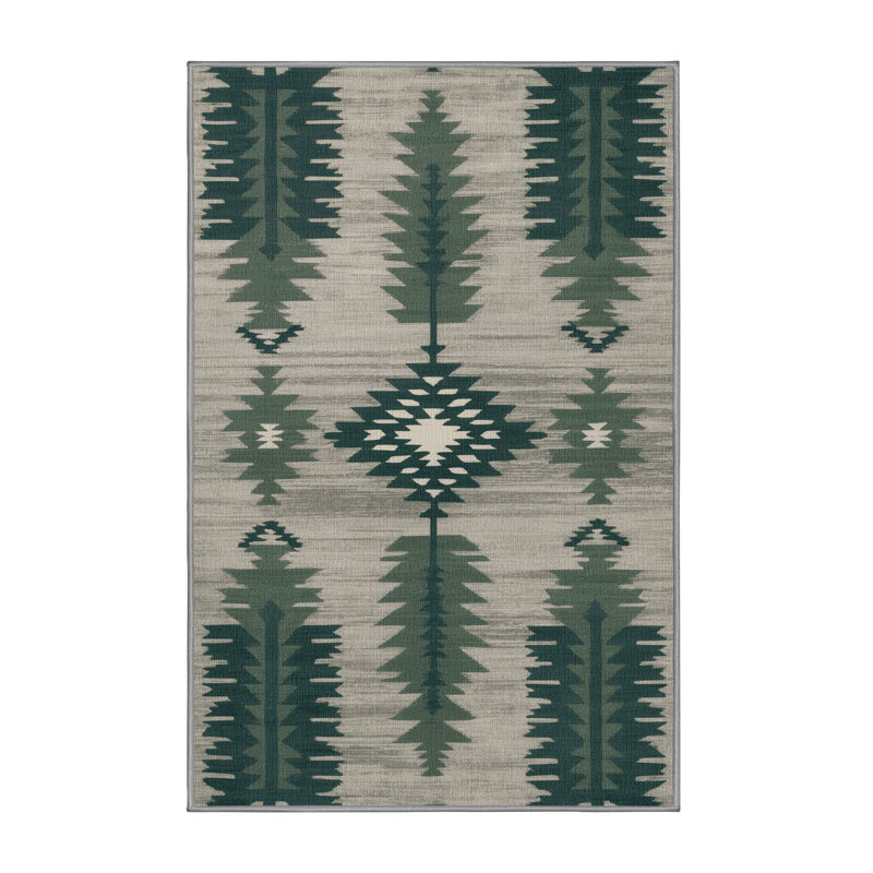 Washable Sagebrush Southwestern Area Rug, Rectangle 3' x 5'