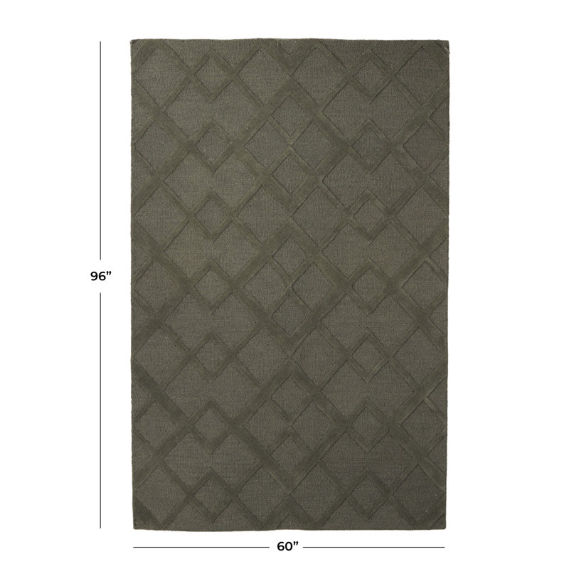 Wool Geometric Indoor Rug, Rectangle 5' x 8'