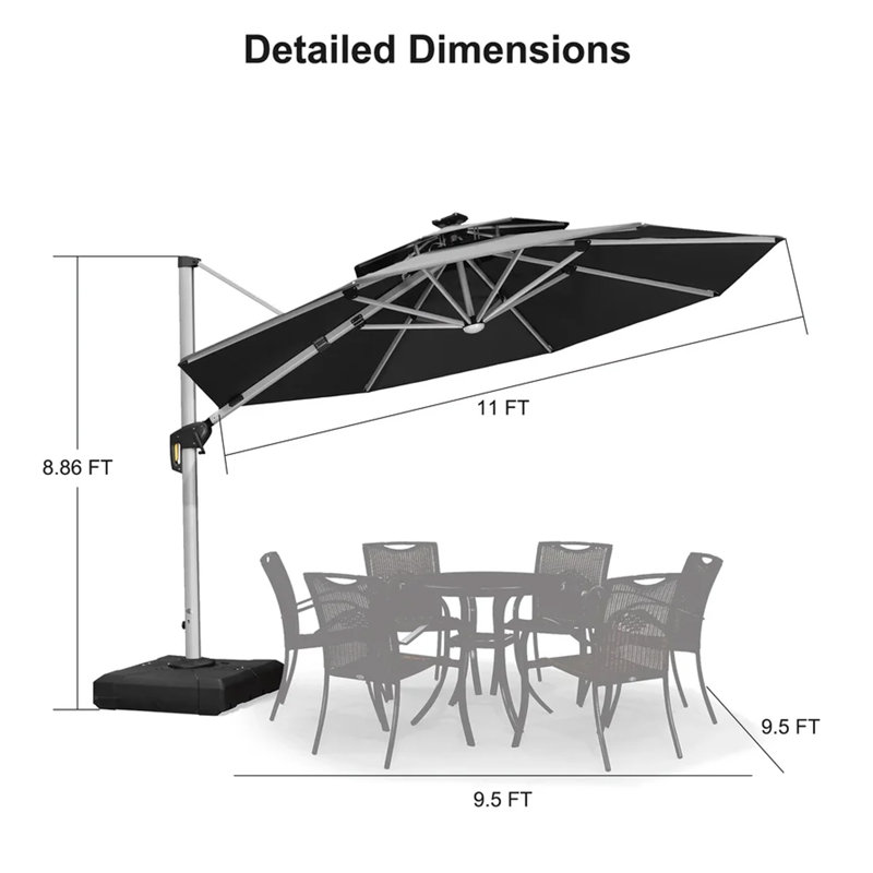 Parasol en porte-à-faux 11 po, Gris