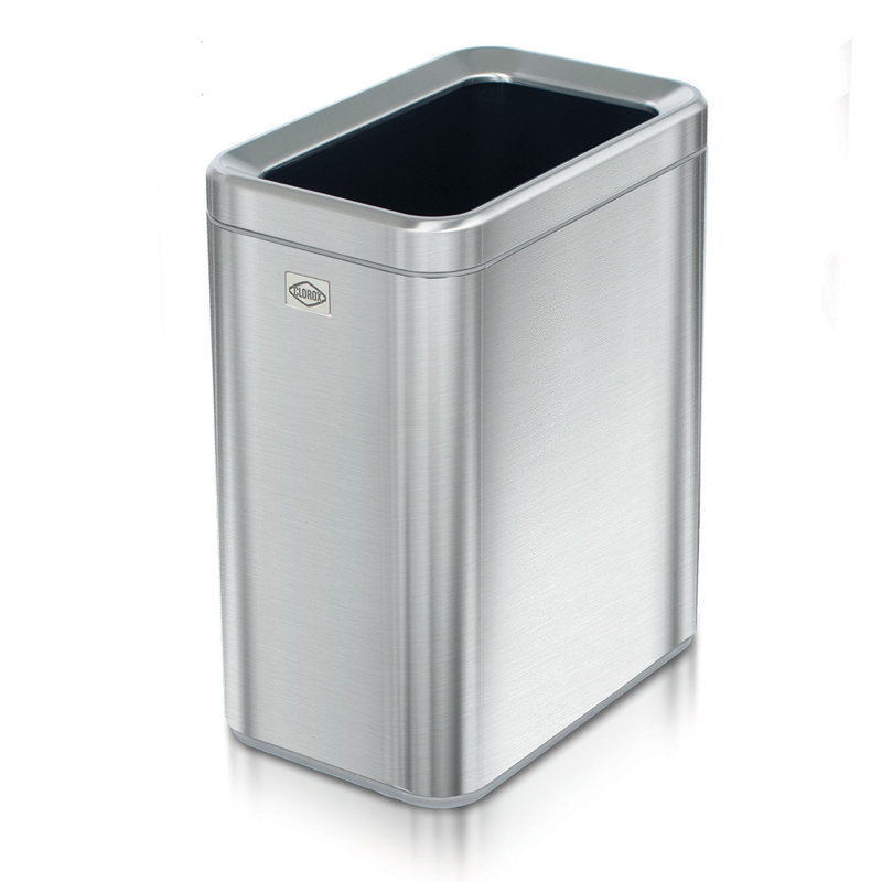 Slim Stainless Steel Rectangular Trash Can with Removable Bucket