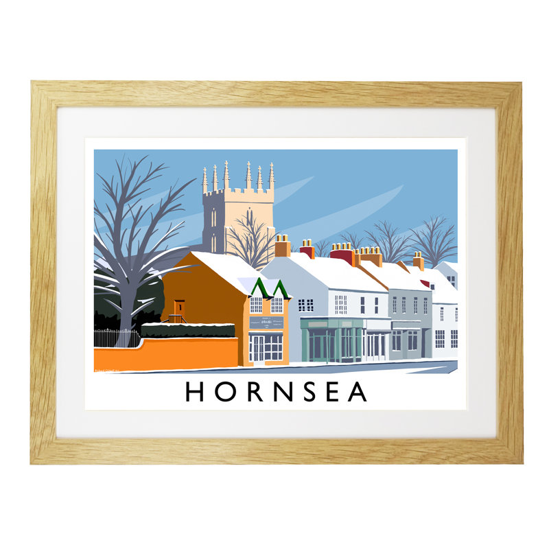 Hornsea (Snow) - Print, Oak Framed, 30cm H x 40cm W x 3cm D